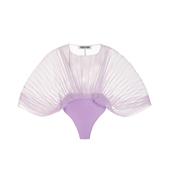 Andrea Iyamah Sheer Purple Bodysuit - Picture 2 of 6